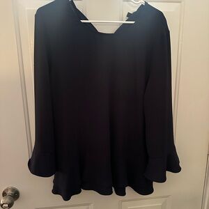Ann Taylor Dark Navy Flared Sleeve Blouse